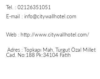 City Wall Hotel iletiim bilgileri